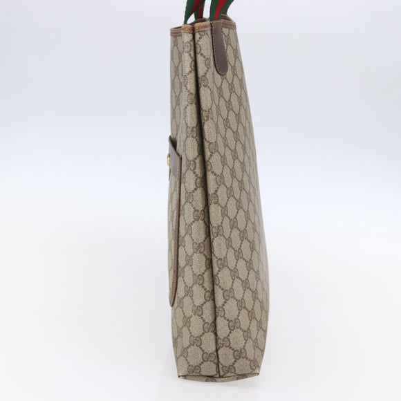 GUCCI GG Supreme Web Sherry Line Tote Bag PVC Beige Red 378 02 003 Auth BA7779