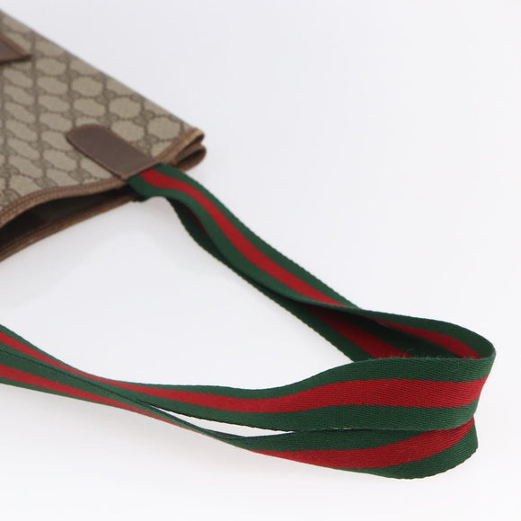 GUCCI GG Supreme Web Sherry Line Tote Bag PVC Beige Red 378 02 003 Auth BA7779