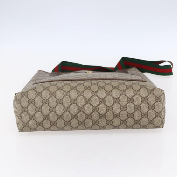 GUCCI GG Supreme Web Sherry Line Tote Bag PVC Beige Red 378 02 003 Auth BA7779