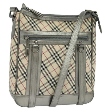 BURBERRY Nova Check Shoulder Bag Canvas Beige Silver Auth BA778