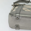 BURBERRY Nova Check Shoulder Bag Canvas Beige Silver Auth BA778-10