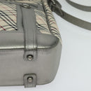 BURBERRY Nova Check Shoulder Bag Canvas Beige Silver Auth BA778-14
