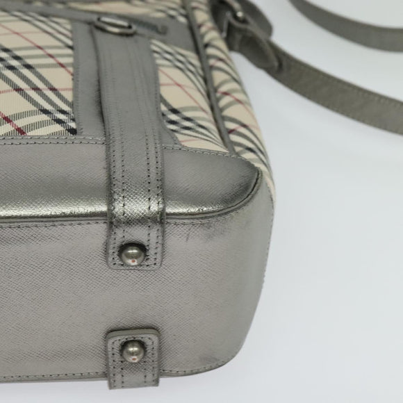 BURBERRY Nova Check Shoulder Bag Canvas Beige Silver Auth BA778