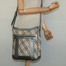 BURBERRY Nova Check Shoulder Bag Canvas Beige Silver Auth BA778-22