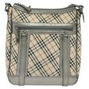 BURBERRY Nova Check Shoulder Bag Canvas Beige Silver Auth BA778-13