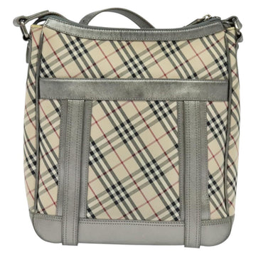 BURBERRY Nova Check Shoulder Bag Canvas Beige Silver Auth BA778 - 0