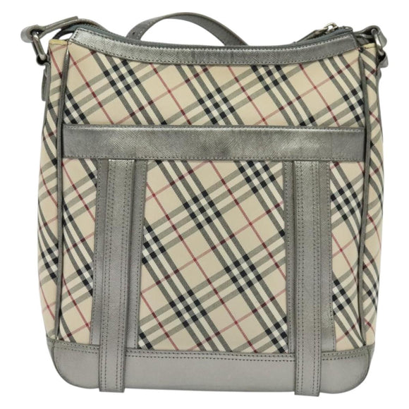 BURBERRY Nova Check Shoulder Bag Canvas Beige Silver Auth BA778