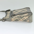 BURBERRY Nova Check Shoulder Bag Canvas Beige Silver Auth BA778-3