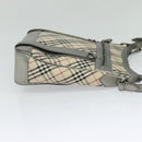 BURBERRY Nova Check Shoulder Bag Canvas Beige Silver Auth BA778-4