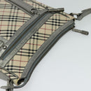 BURBERRY Nova Check Shoulder Bag Canvas Beige Silver Auth BA778-6