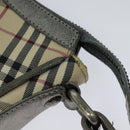 BURBERRY Nova Check Shoulder Bag Canvas Beige Silver Auth BA778-9