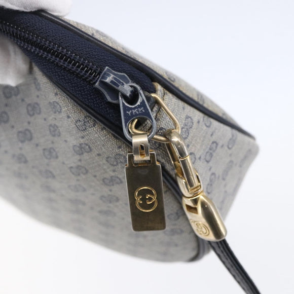 GUCCI Micro GG Supreme Shoulder Bag PVC Navy Gold Auth BA7782