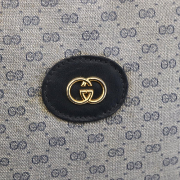 GUCCI Micro GG Supreme Shoulder Bag PVC Navy Gold Auth BA7782