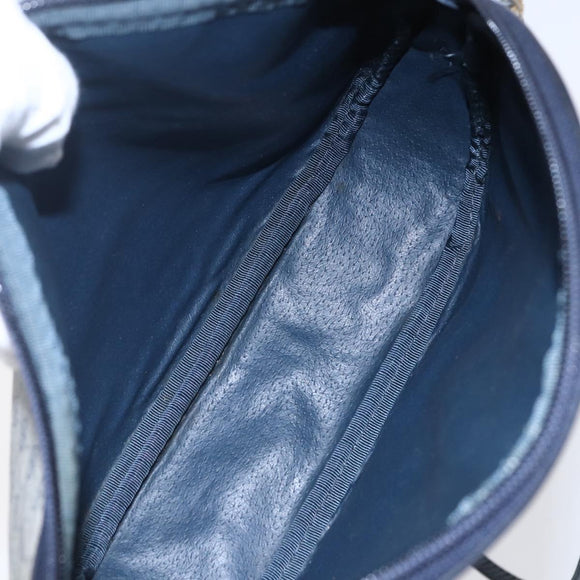 GUCCI Micro GG Supreme Shoulder Bag PVC Navy Gold Auth BA7782