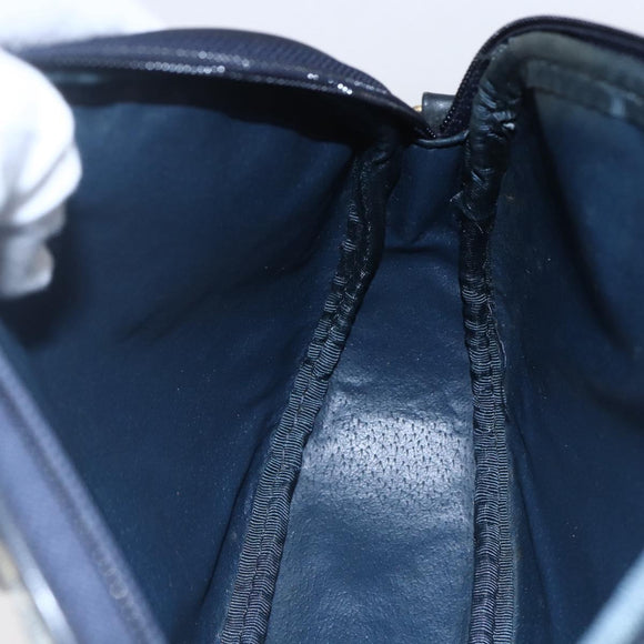 GUCCI Micro GG Supreme Shoulder Bag PVC Navy Gold Auth BA7782