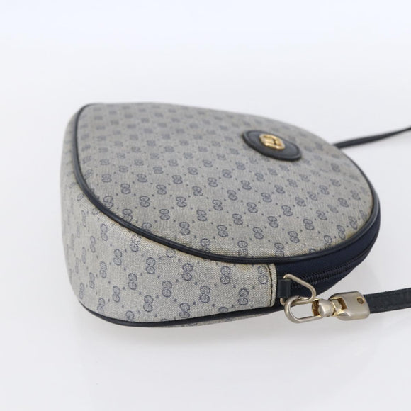 GUCCI Micro GG Supreme Shoulder Bag PVC Navy Gold Auth BA7782