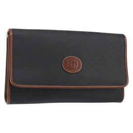 GUCCI Micro GG Supreme Shoulder Bag PVC Black Gold 004 112 0289 Auth BA7784