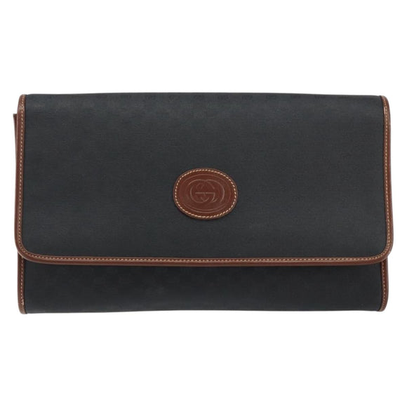 GUCCI Micro GG Supreme Shoulder Bag PVC Black Gold 004 112 0289 Auth BA7784