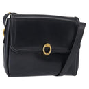GUCCI Shoulder Bag Leather Navy Gold 406 001 2115 Auth BA7786-1