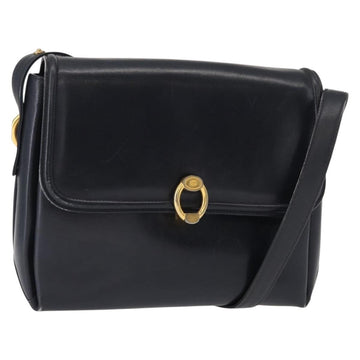 GUCCI Shoulder Bag Leather Navy Gold 406 001 2115 Auth BA7786