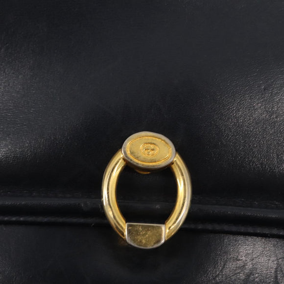 GUCCI Shoulder Bag Leather Navy Gold 406 001 2115 Auth BA7786