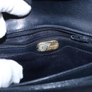 GUCCI Shoulder Bag Leather Navy Gold 406 001 2115 Auth BA7786-17