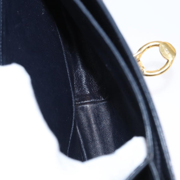 GUCCI Shoulder Bag Leather Navy Gold 406 001 2115 Auth BA7786