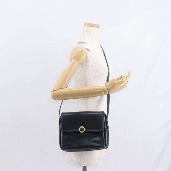 GUCCI Shoulder Bag Leather Navy Gold 406 001 2115 Auth BA7786