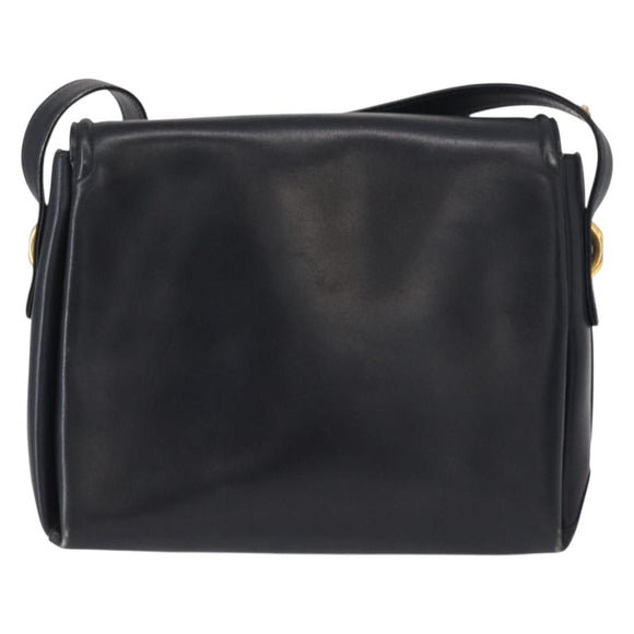 GUCCI Shoulder Bag Leather Navy Gold 406 001 2115 Auth BA7786