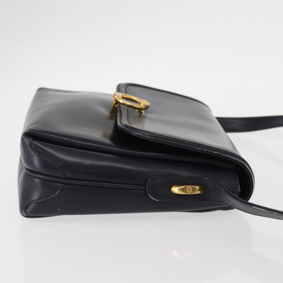 GUCCI Shoulder Bag Leather Navy Gold 406 001 2115 Auth BA7786