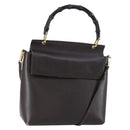 GUCCI Bamboo Hand Bag Leather 2way Brown Gold 001 1886 Auth BA7787-1