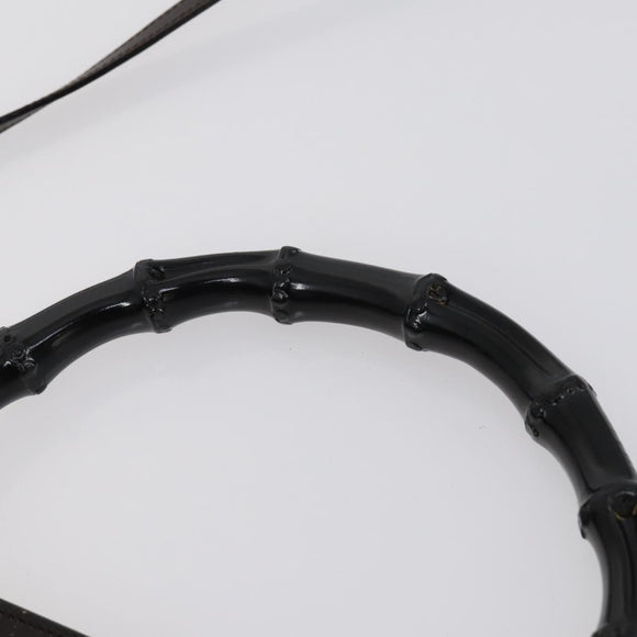 GUCCI Bamboo Hand Bag Leather 2way Brown Gold 001 1886 Auth BA7787