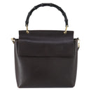 GUCCI Bamboo Hand Bag Leather 2way Brown Gold 001 1886 Auth BA7787-2