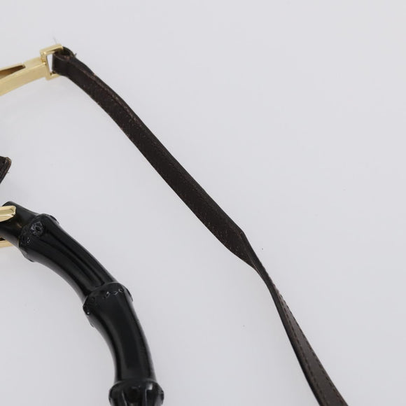 GUCCI Bamboo Hand Bag Leather 2way Brown Gold 001 1886 Auth BA7787