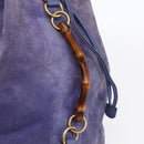 GUCCI Bamboo Backpack Suede Leather Blue Gold 003 2855 0043 0 Auth BA7788-10