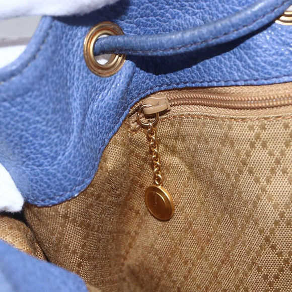 GUCCI Bamboo Backpack Suede Leather Blue Gold 003 2855 0043 0 Auth BA7788