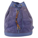 GUCCI Bamboo Backpack Suede Leather Blue Gold 003 2855 0043 0 Auth BA7788-13