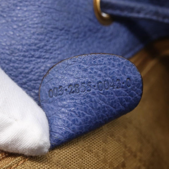 GUCCI Bamboo Backpack Suede Leather Blue Gold 003 2855 0043 0 Auth BA7788