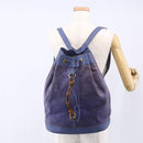 GUCCI Bamboo Backpack Suede Leather Blue Gold 003 2855 0043 0 Auth BA7788-22