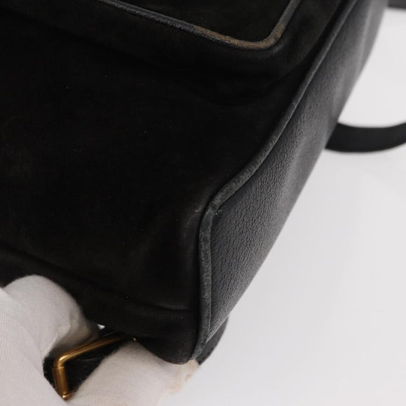 GUCCI Bamboo Backpack Suede Leather Black Gold 003 1705 0030 Auth BA7789