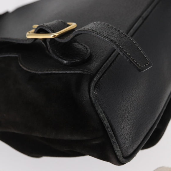 GUCCI Bamboo Backpack Suede Leather Black Gold 003 1705 0030 Auth BA7789