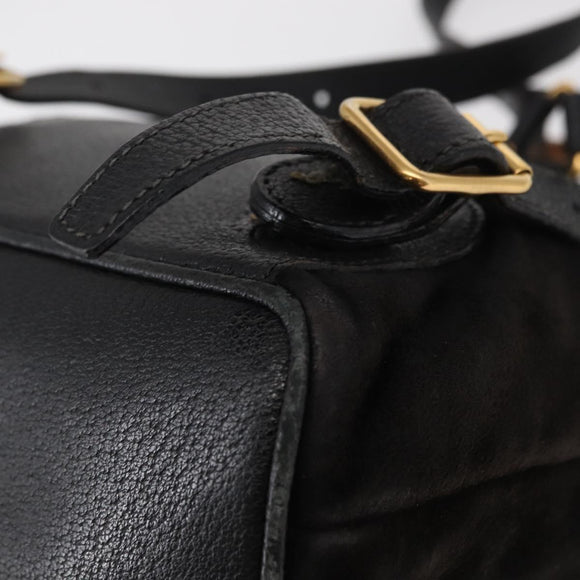 GUCCI Bamboo Backpack Suede Leather Black Gold 003 1705 0030 Auth BA7789