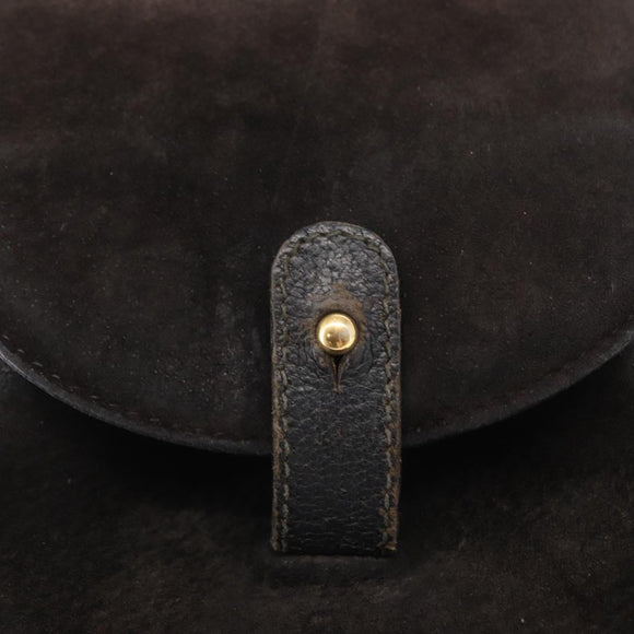 GUCCI Bamboo Backpack Suede Leather Black Gold 003 1705 0030 Auth BA7789