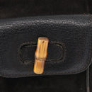 GUCCI Bamboo Backpack Suede Leather Black Gold 003 1705 0030 Auth BA7789-22