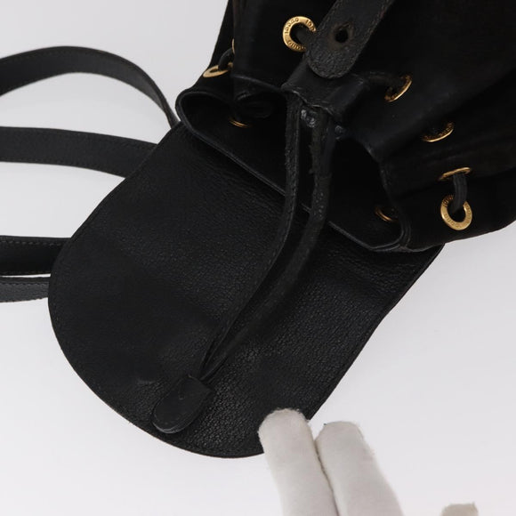 GUCCI Bamboo Backpack Suede Leather Black Gold 003 1705 0030 Auth BA7789