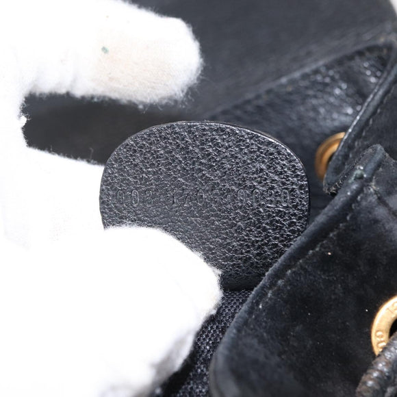 GUCCI Bamboo Backpack Suede Leather Black Gold 003 1705 0030 Auth BA7789