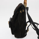 GUCCI Bamboo Backpack Suede Leather Black Gold 003 1705 0030 Auth BA7789-3