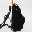 GUCCI Bamboo Backpack Suede Leather Black Gold 003 1705 0030 Auth BA7789-4