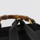 GUCCI Bamboo Backpack Suede Leather Black Gold 003 1705 0030 Auth BA7789-8