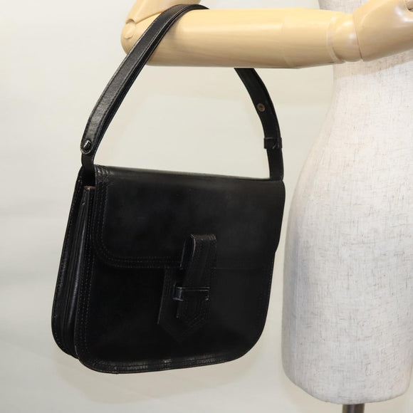 SAINT LAURENT Shoulder Bag Leather Black Auth BA779